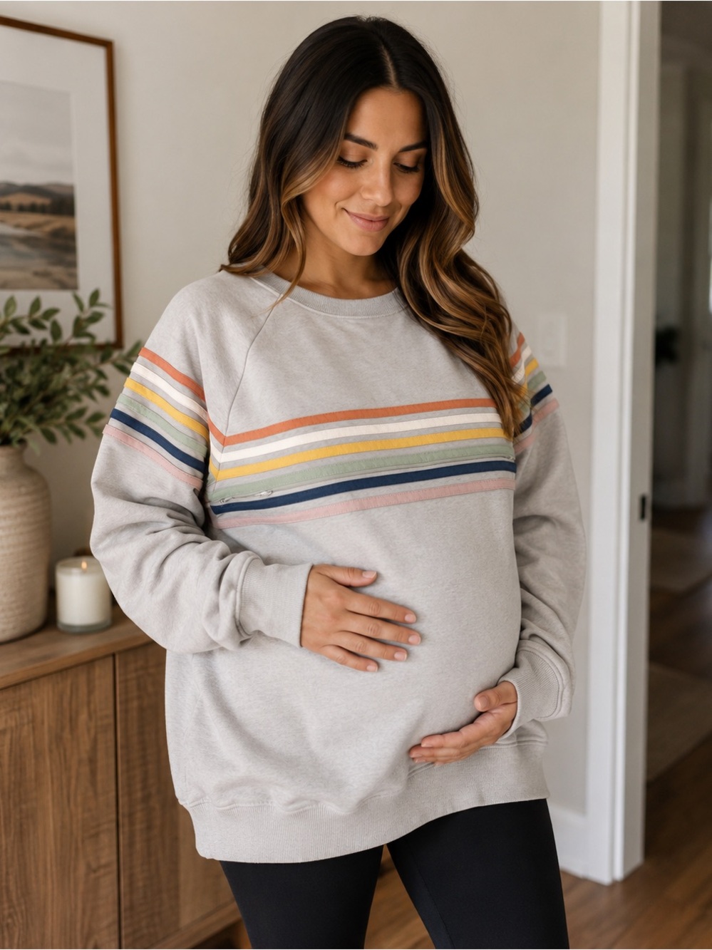 MoveMama - Cotton Maternity Invisible Zip Breastfeeding Sweatshirt - XXL
